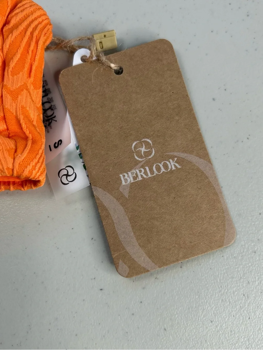 Berlook Orange Jacquard O-Ring Bikini Top Small Textured New